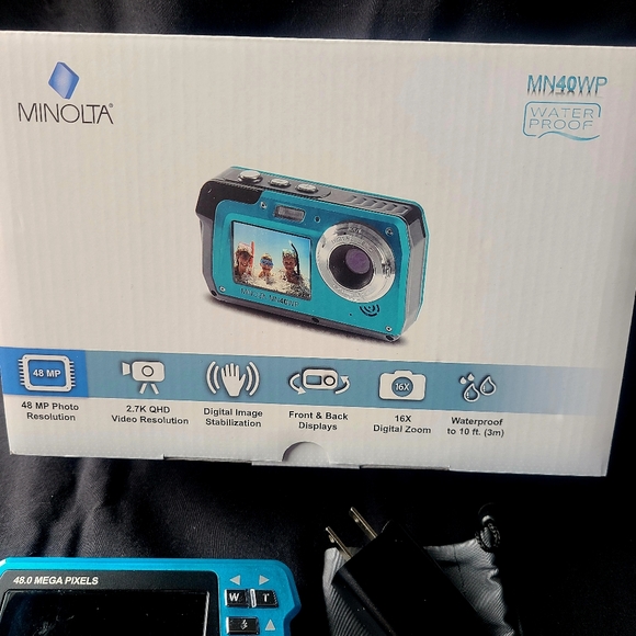 Minolta 48 MP Dual Screen Waterproof Digital Camera MN40WP - Picture 10 of 13